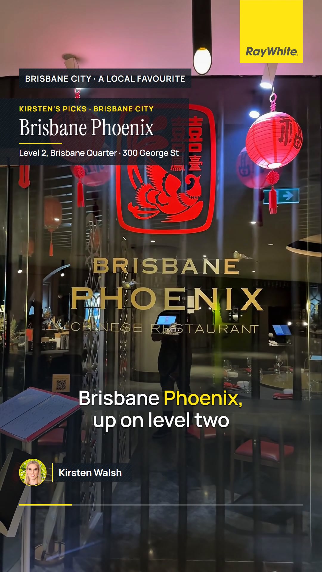 A post published for Kirsten Walsh: Brisbane Phoenix, a Cantonese restaurant on level 2 of Brisbane Quarter.
