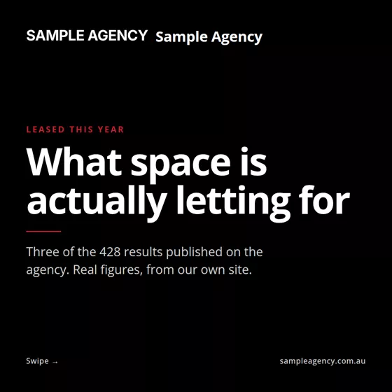 A market data post showing what space is actually letting for.